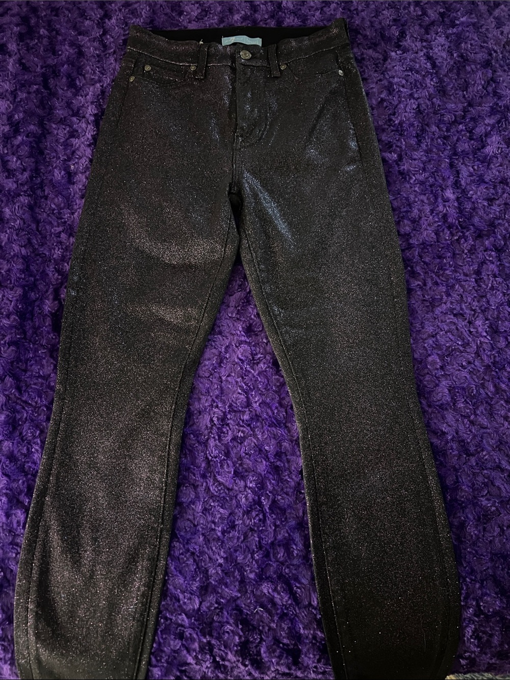 7 For All Mankind Black Sparkle Skinny Jeans